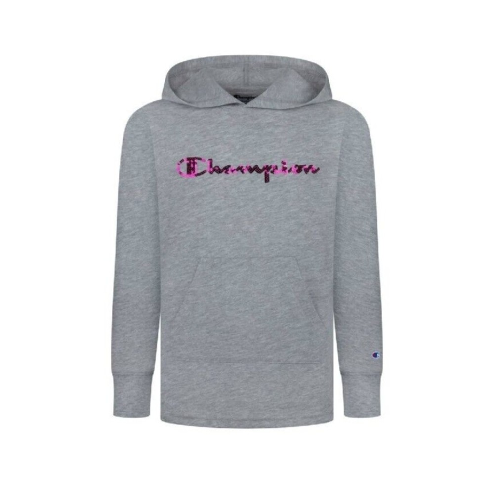 NWT CHAMPION Big Girls Sequin Graphic Logo Signature Jersey Hoodie, Size: Med